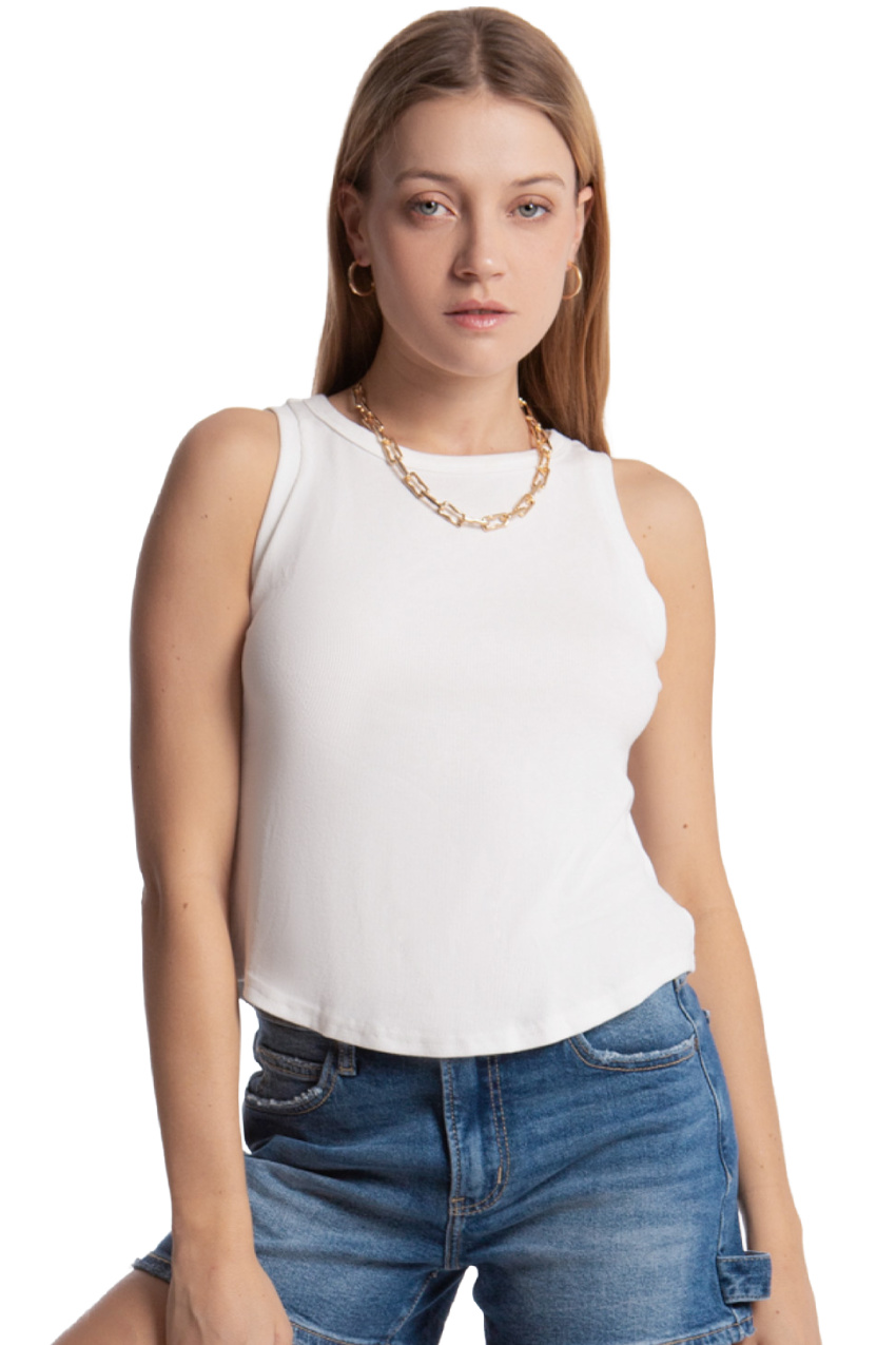 Blusa básica sin manga /Juvenil, 0077 (Blanco) .