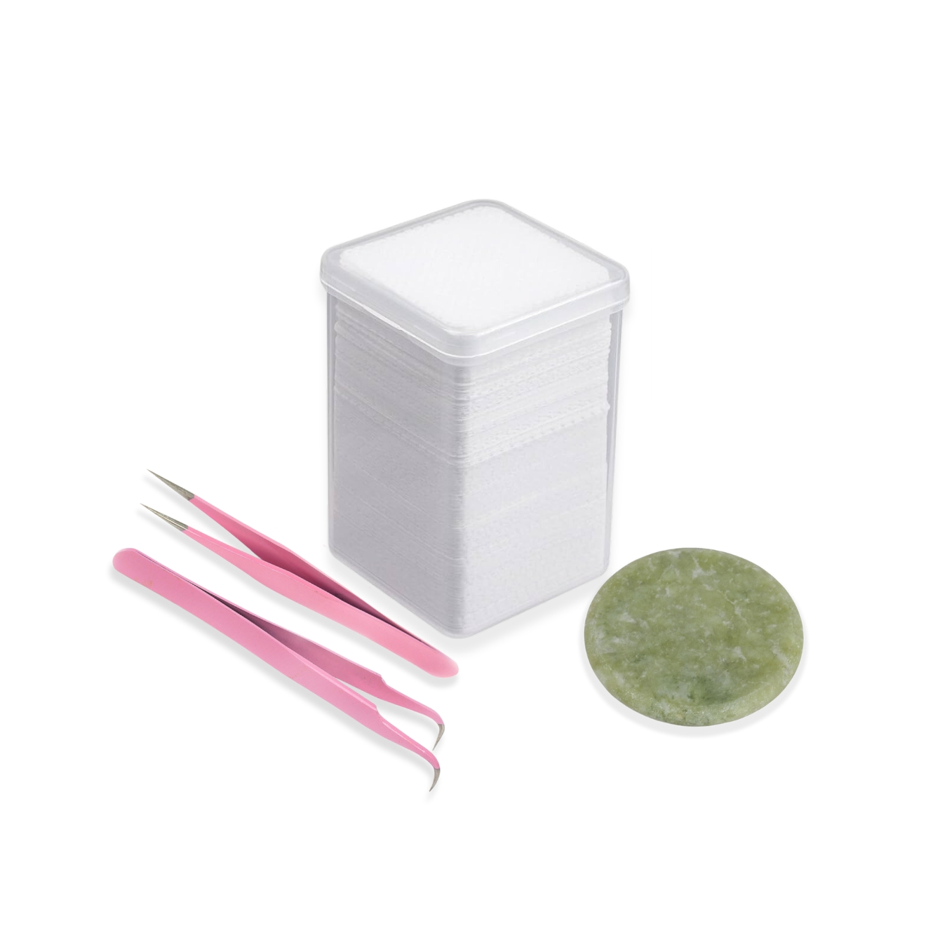 Kit Piedra Jade Pinzas Toallas Para Extensiones De Pestañas.