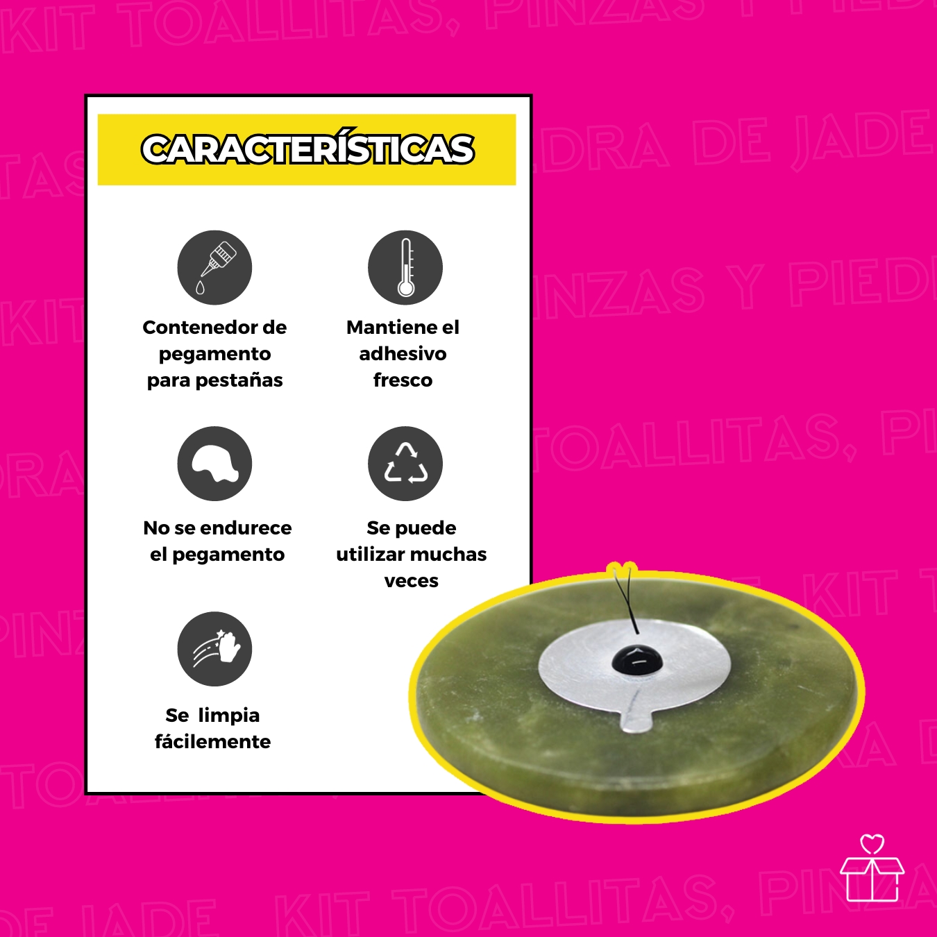 Kit Piedra Jade Pinzas Toallas Para Extensiones De Pestañas.
