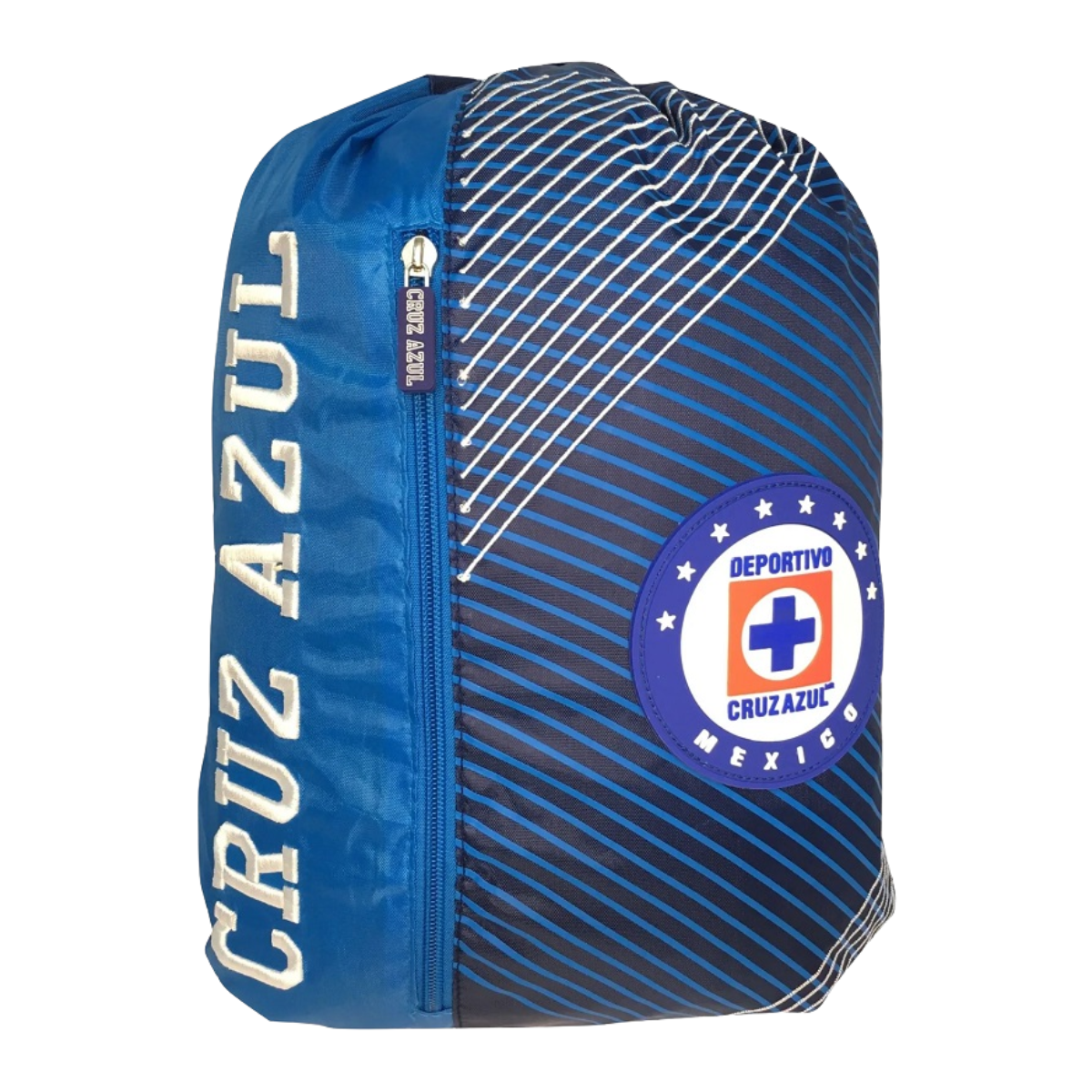 Kit Deportivo Club Cruz Azul con Morral y Balón del No. 05 Azul Marino Rayas