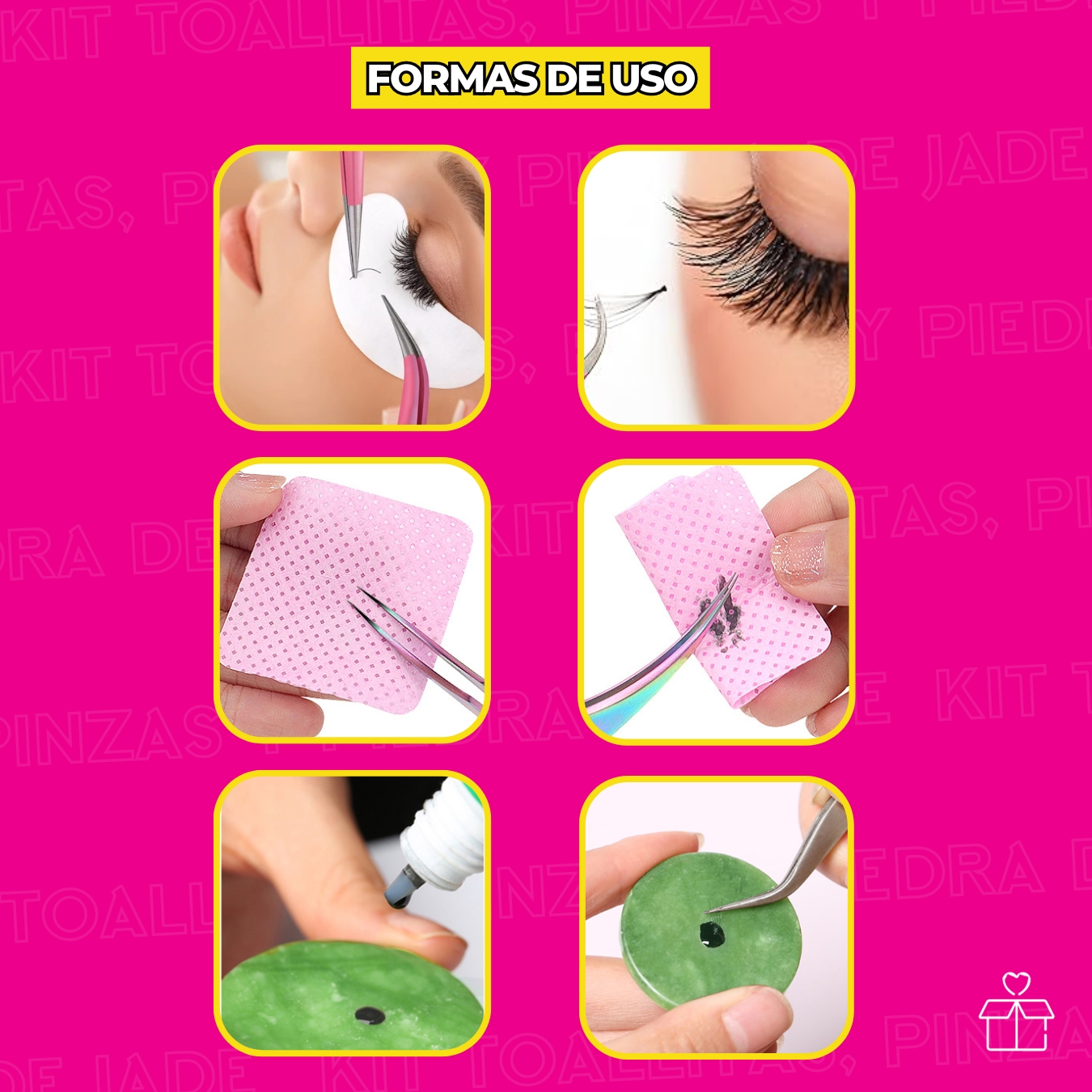 Kit Piedra Jade Pinzas Toallas Para Extensiones De Pestañas.
