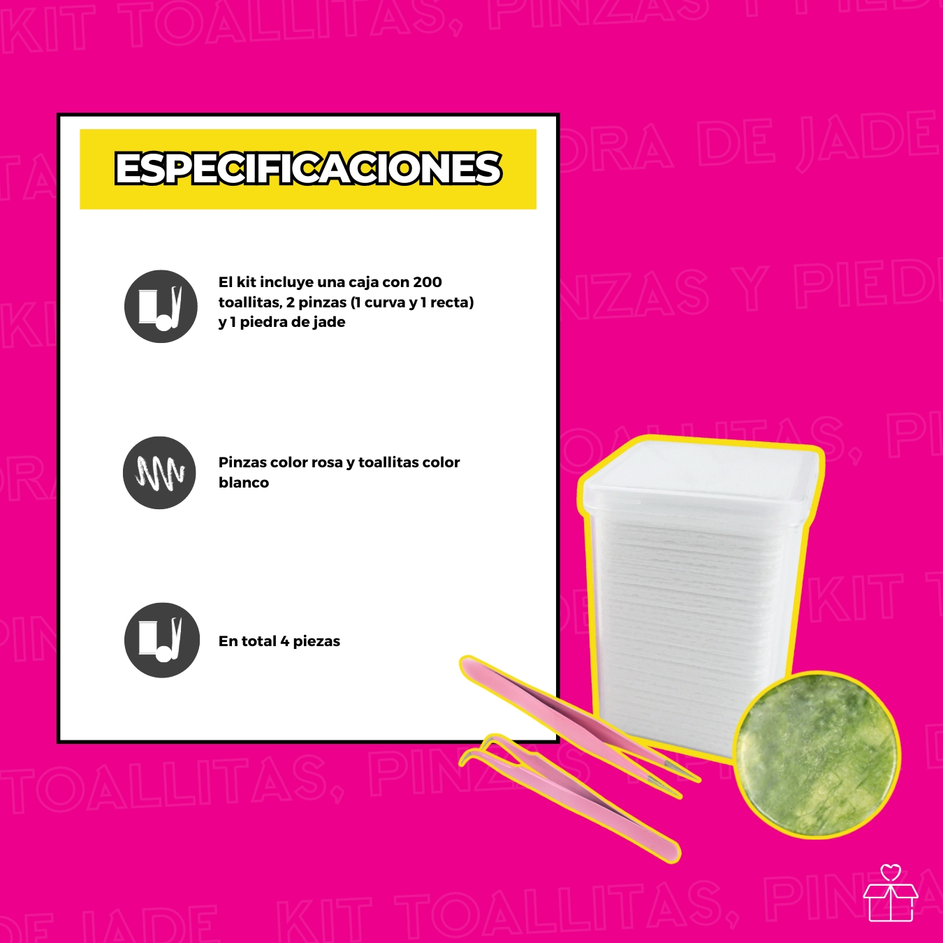 Kit Piedra Jade Pinzas Toallas Para Extensiones De Pestañas.