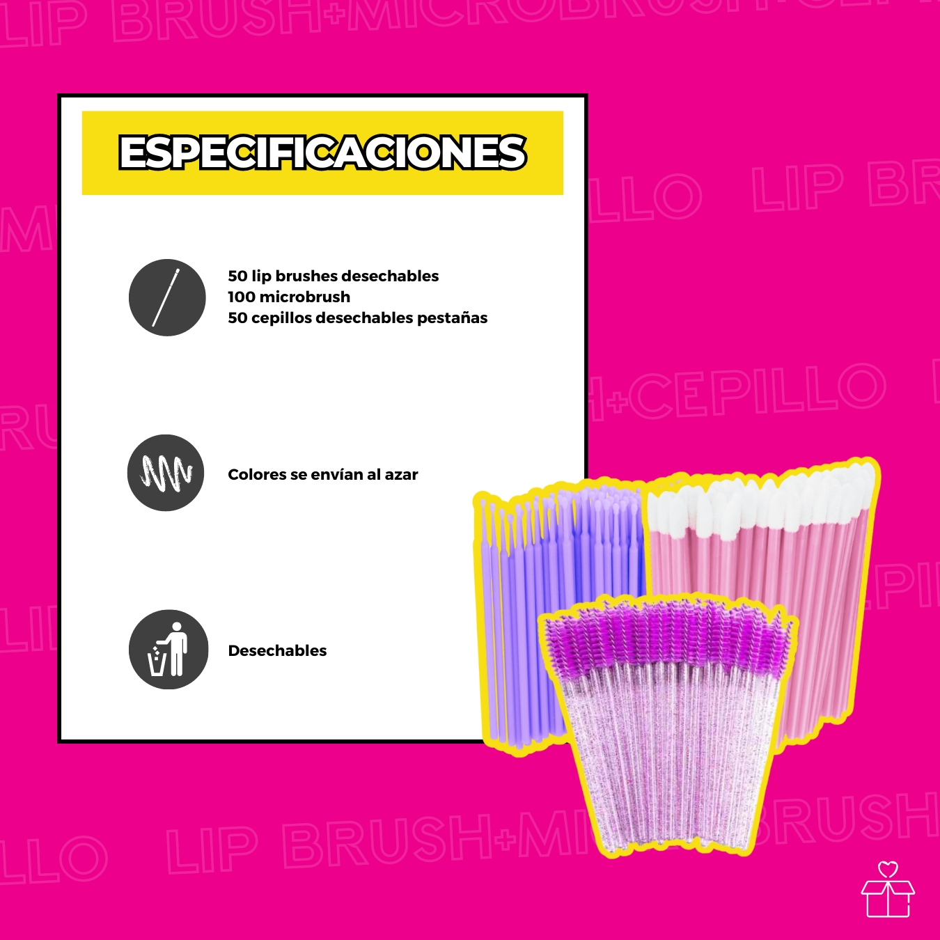 100 Microbrush + 50 Lip Brush + 50 Cepillos Para Pestañas.