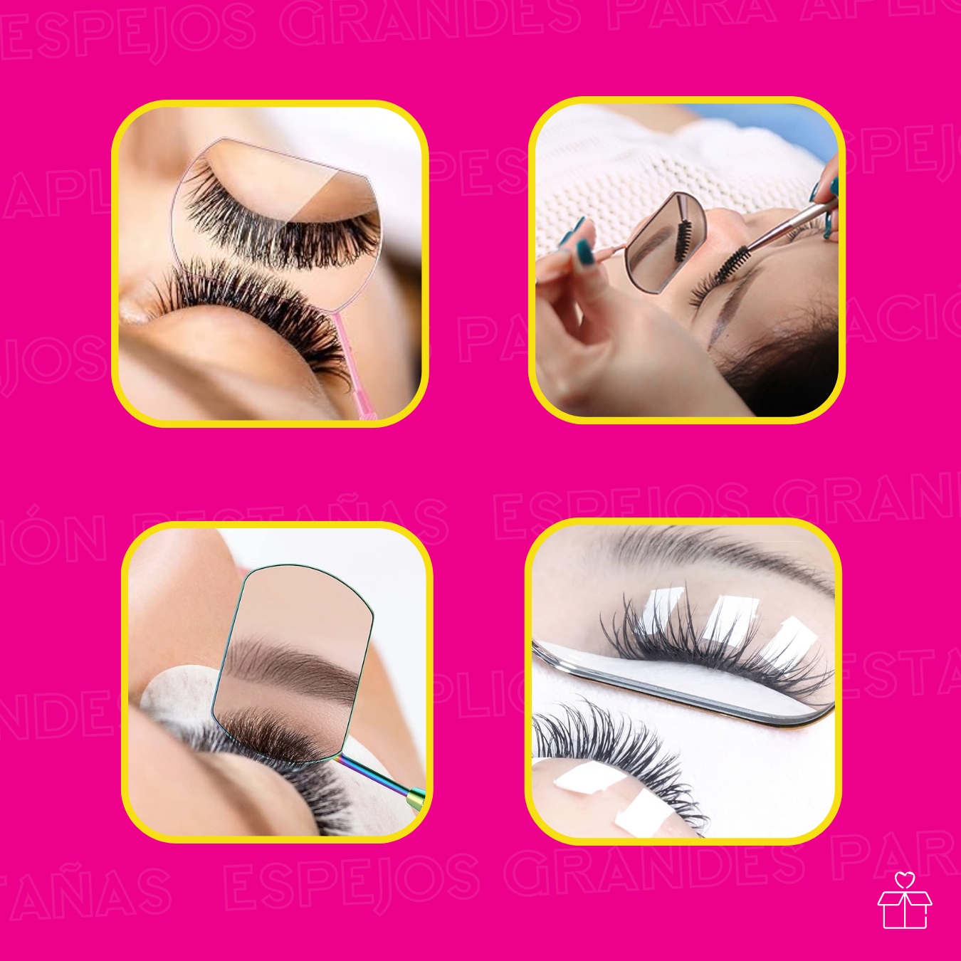 Espejo Mano Para Inspección Extensiones De Pestañas o Dental Rectangular.