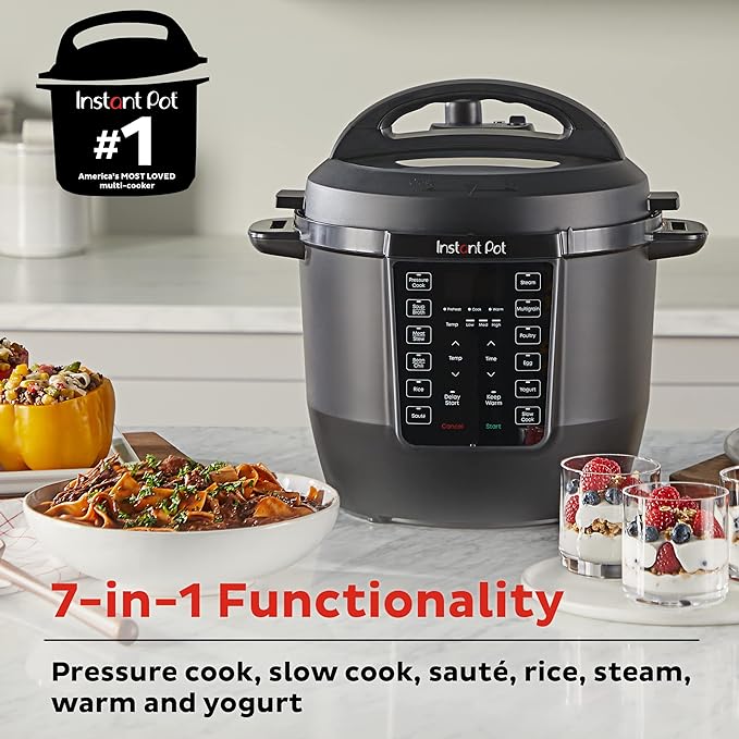 Instant Pot RIO, 7 en 1, olla de presión, olla de cocción lenta, olla de arroz, vaporizador, salteado, yogur y calentador, incluye aplicación con más de 800 recetas, 6 cuartos de galón