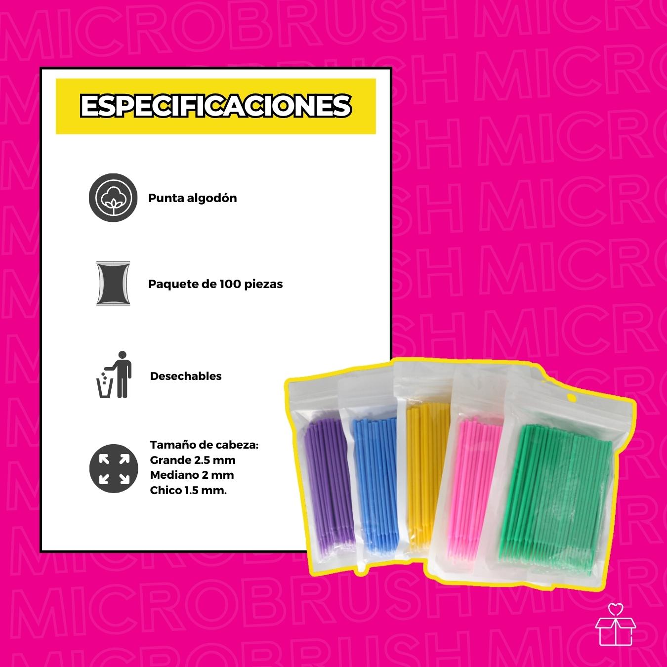 100 Piezas Microbrush Punta 2.5mm 2mm 1.5mm.