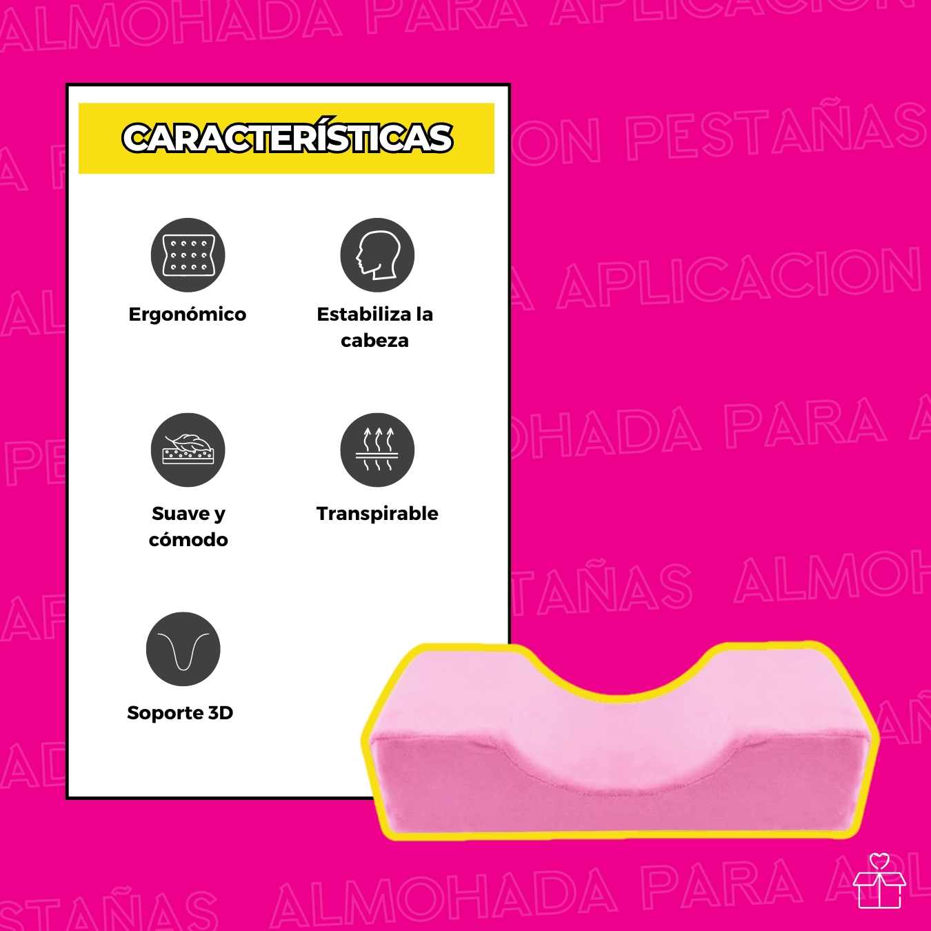 Almohada Para Aplicación De Extensión De Pestañas Rosa.
