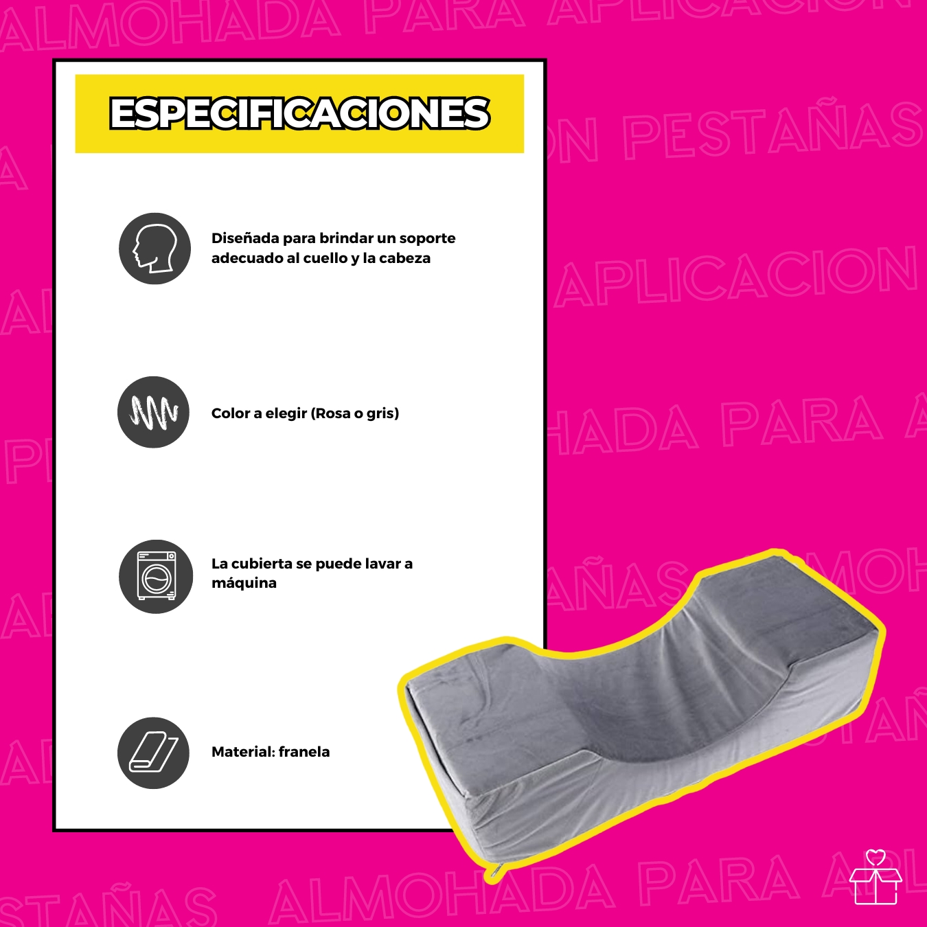 Almohada Para Aplicación De Extensión De Pestañas Rosa.
