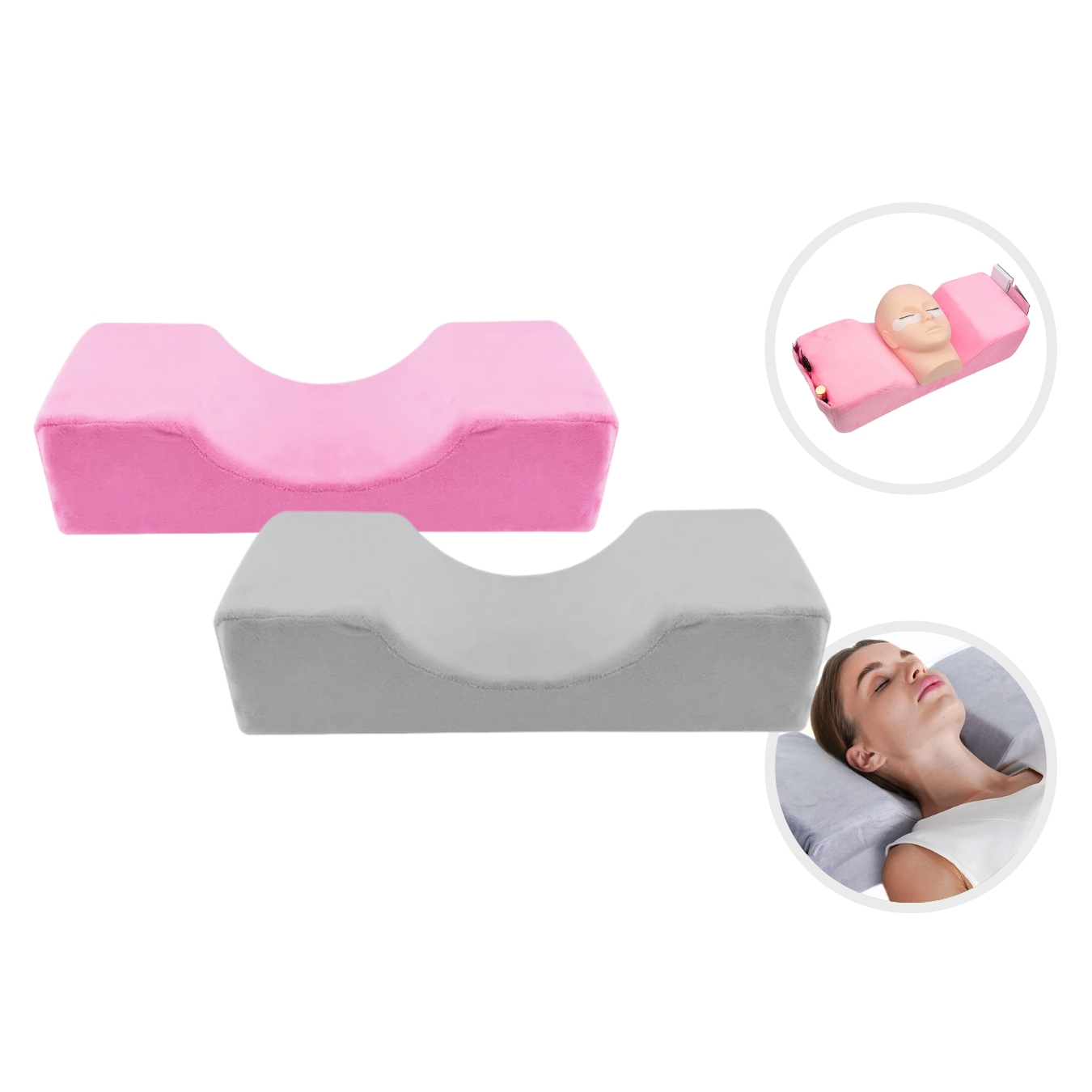 Almohada Para Aplicación De Extensión De Pestañas Rosa.