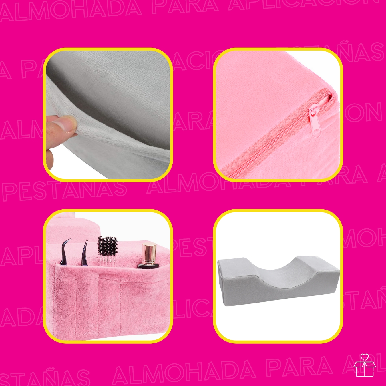Almohada Para Aplicación De Extensión De Pestañas Rosa.