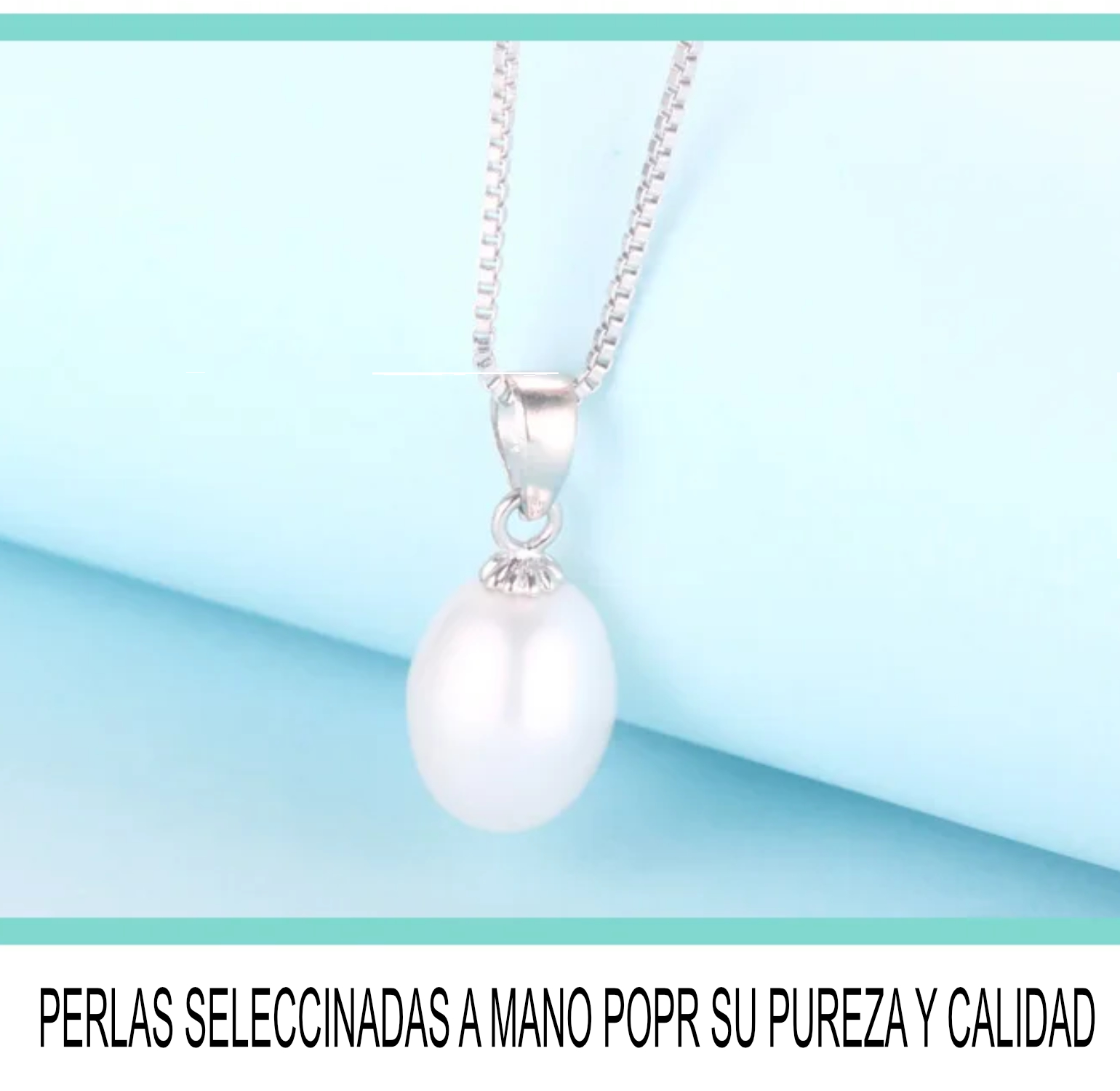 Dije de plata ley 925 y perla natural ovalada AAAA.
