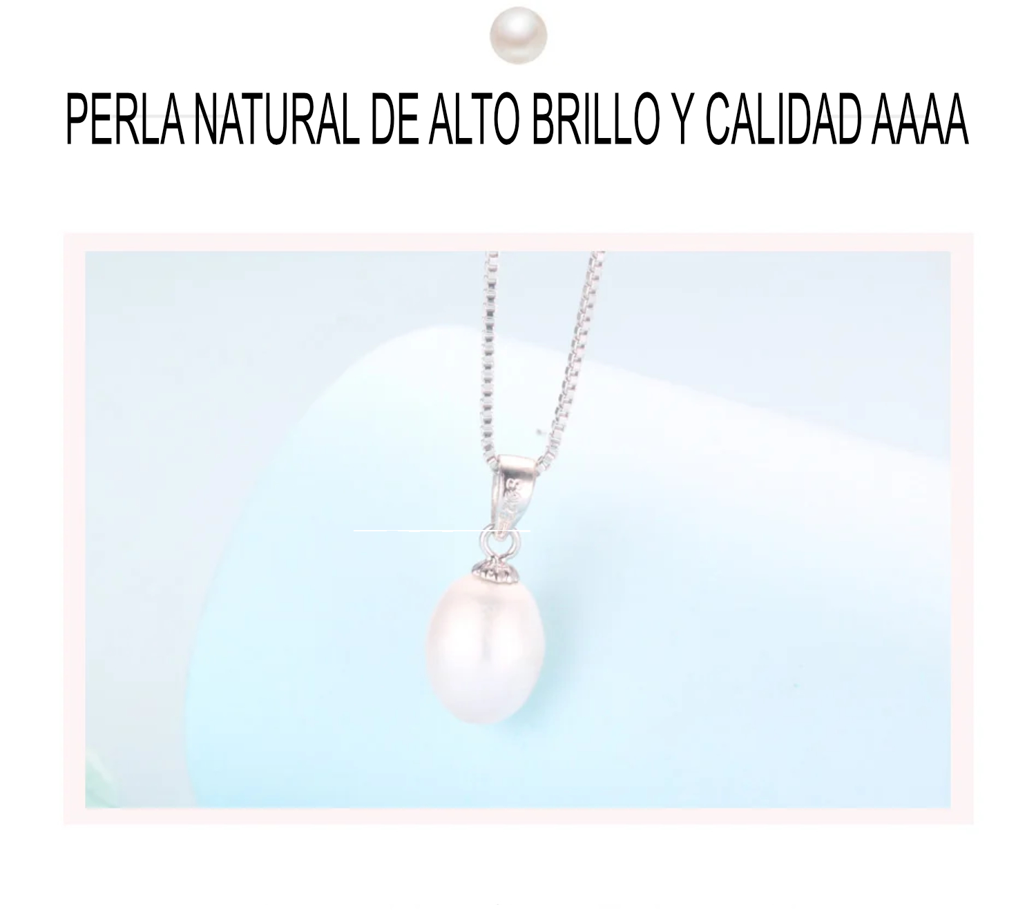 Dije de plata ley 925 y perla natural ovalada AAAA.