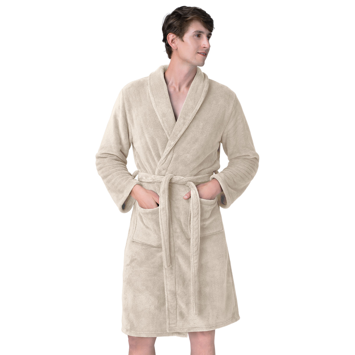 Bata de Baño para Hombre Absorbente Unitalla Beige REAL TEXTIL