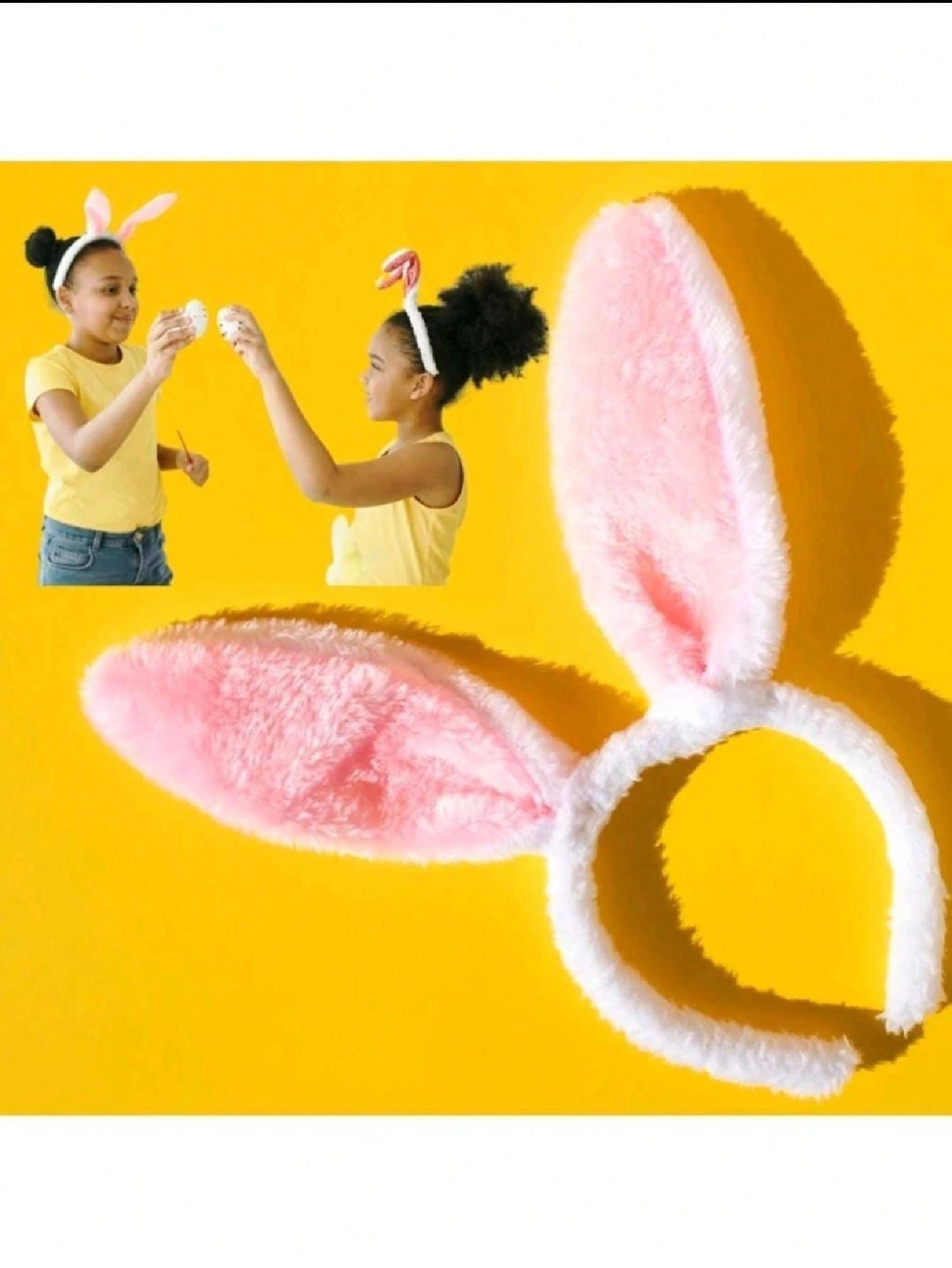 6 Diadema Orejas De Conejo Rosa Con Luz Led Fiesta Disfraz Batucada