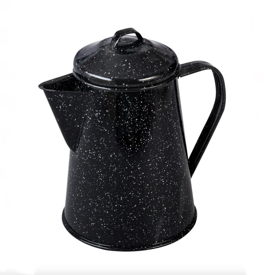 Cafetera De Peltre Tradicional 2 Litros Color Negro.