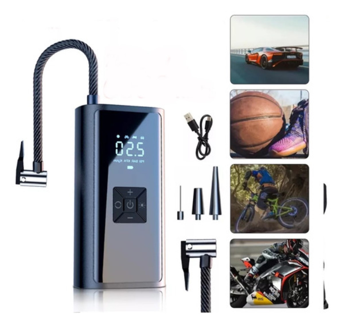 "Inflador De Llantas Inalámbrico Portátil 150 Psi Con Lcd "