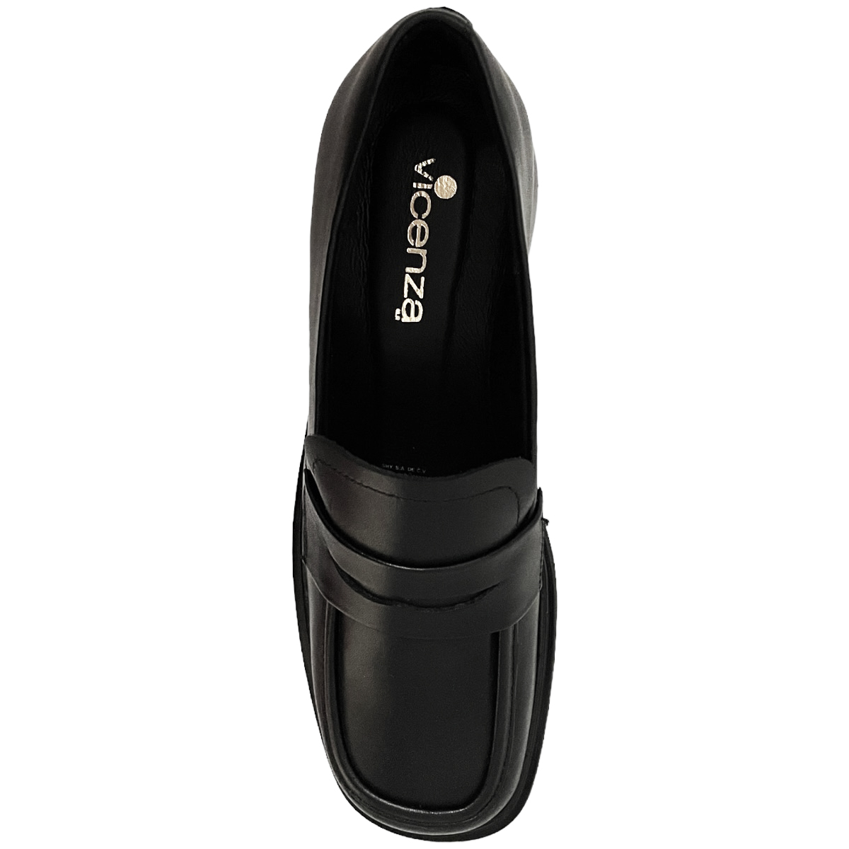 Mocasines Negros Mujer Vicenza Piel Tacón Cuadrado