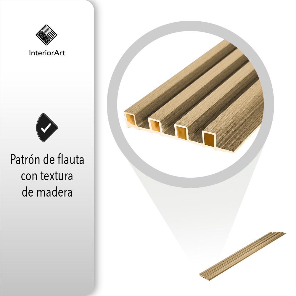 LAMBRIN DECORATIVO PREMIUM 3.4 M² 10 PZAS ESTILO MADERA COLOR CAFÉ CLARO .