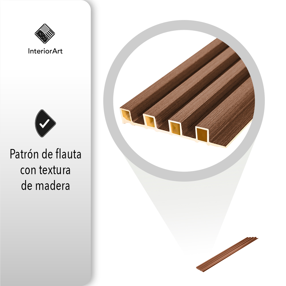 LAMBRIN DECORATIVO PREMIUM 3.4 M² 10 PZAS ESTILO MADERA COLOR  CAFÉ OSCURO 
