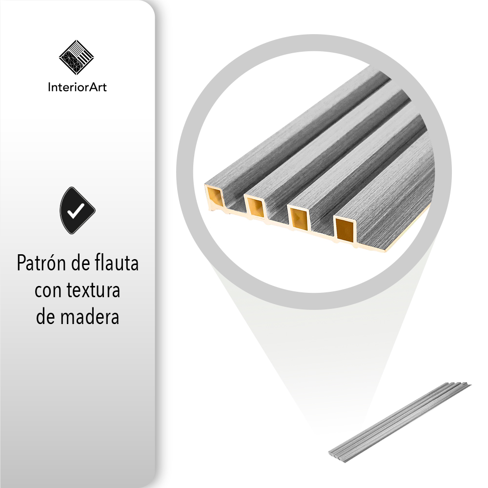 LAMBRIN DECORATIVO PREMIUM 3.4 M²  10 PZAS ESTILO MADERA COLOR GRIS .