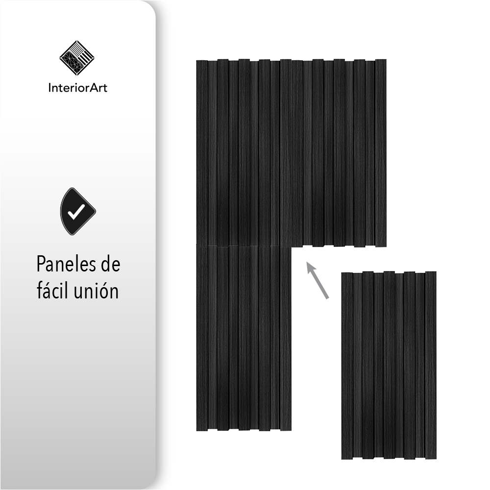 LAMBRIN DECORATIVO PREMIUM 3.4 M² 10 PZAS ESTILO MADERA COLOR NEGRO 