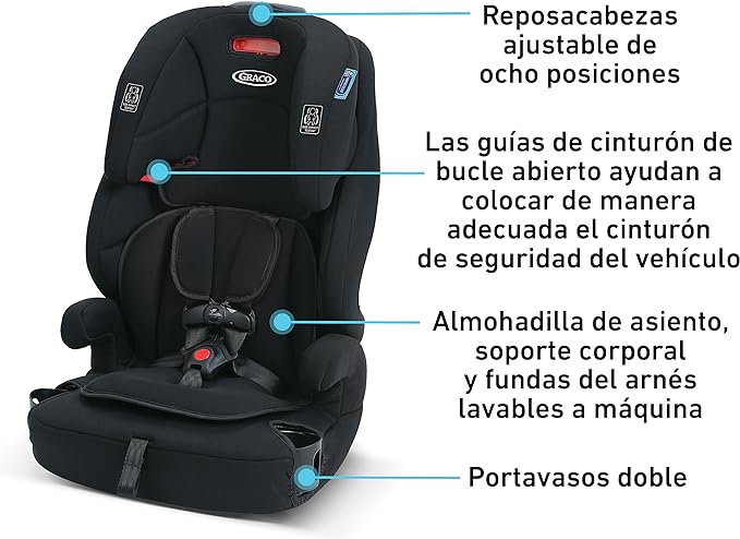 A Graco - Asiento de coche Tranzitions 3-en-1 Harness Booster, Proof