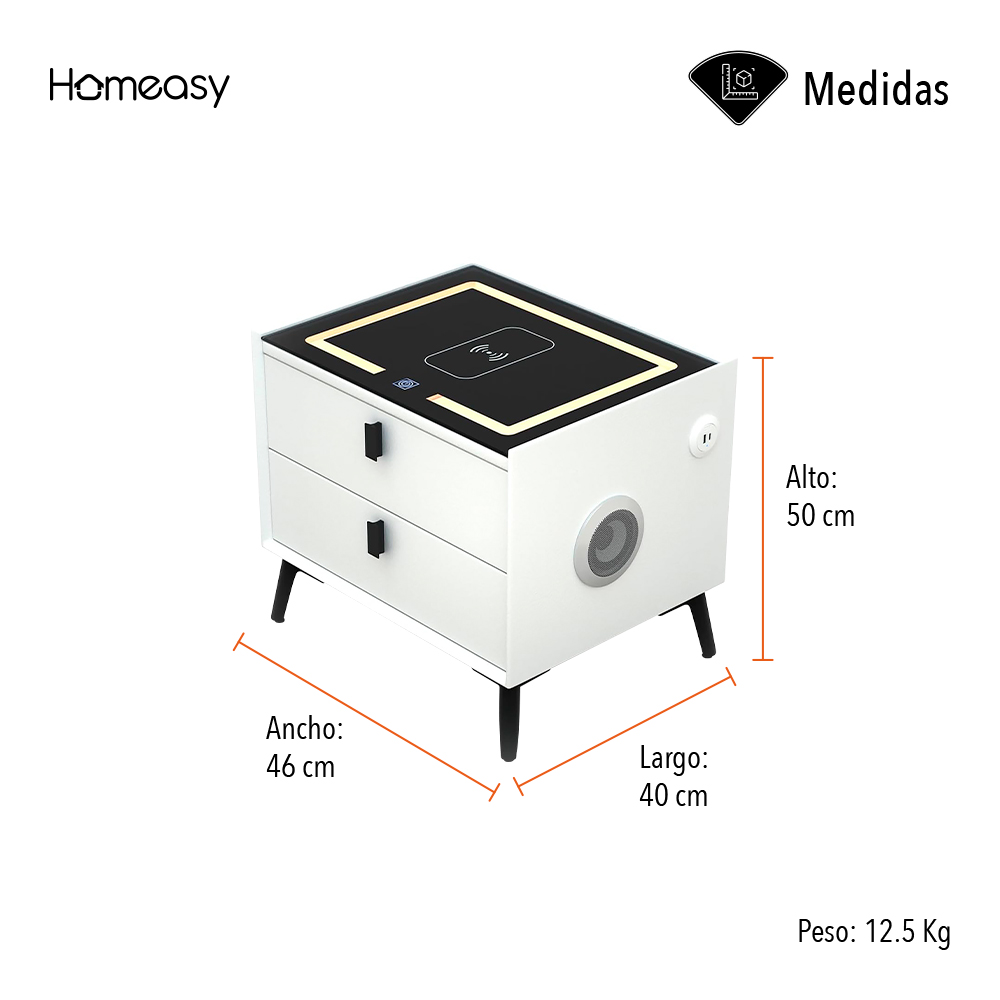 BURÓ CON CARGA INTELIGENTE COLOR BLANCO