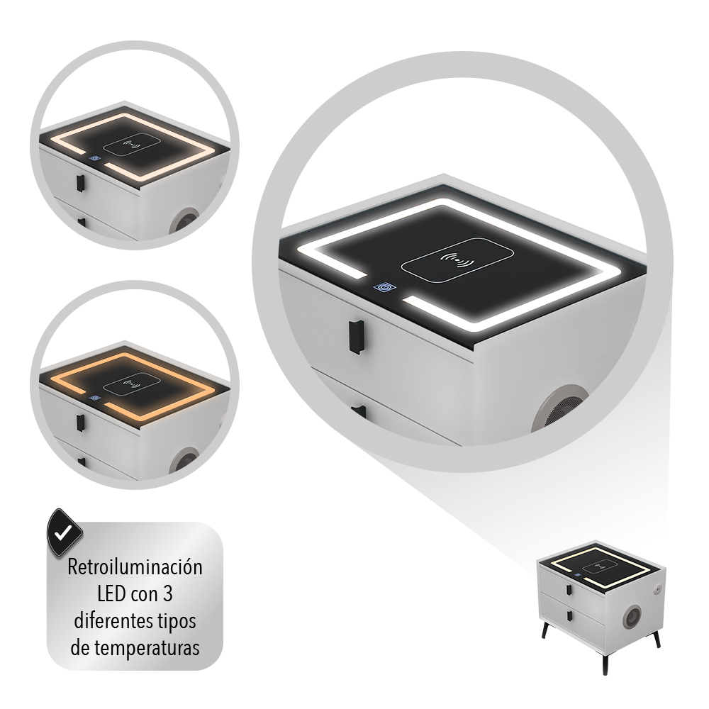 BURÓ CON CARGA INTELIGENTE COLOR GRIS.