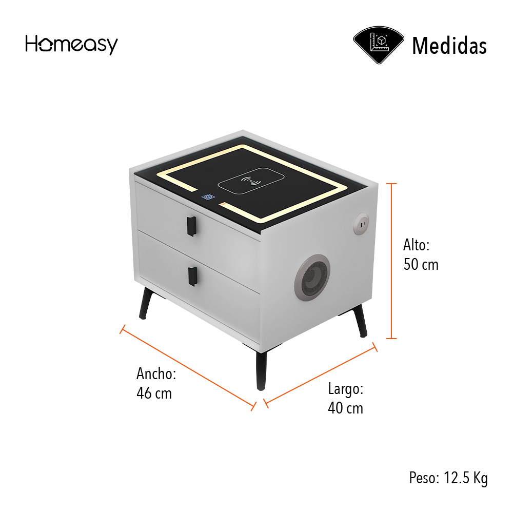 BURÓ CON CARGA INTELIGENTE COLOR GRIS.