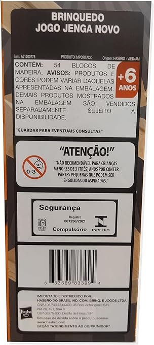 A Hasbro Jenga Juego de Mesa original de bloques de madera para adultos, y niños y niñas a partir de los 6 años para 1 o más jugadores.