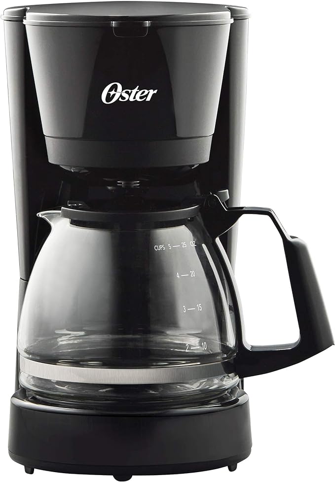 A Oster® Cafetera, de 5 Tazas, con Filtro Permanente, Negro.