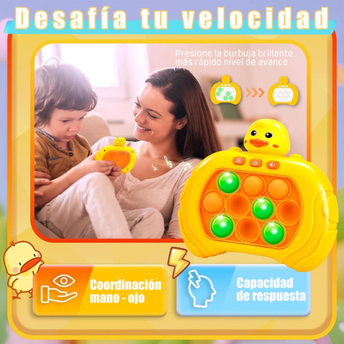 Juguete Quick Push Fidget Spinner Juguetes Antiestres Amarillo Pato