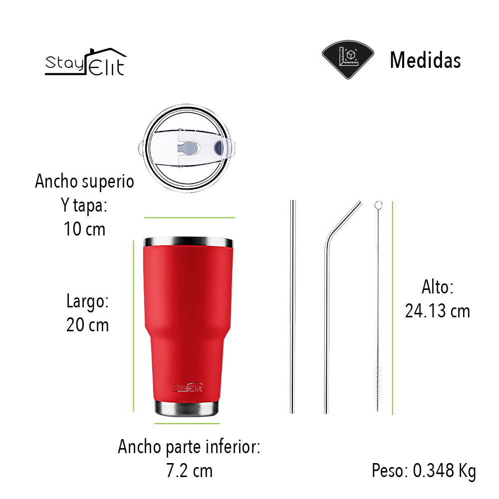 Termo De Acero Inoxidable Con Popote Y Cepillo 30 Oz 