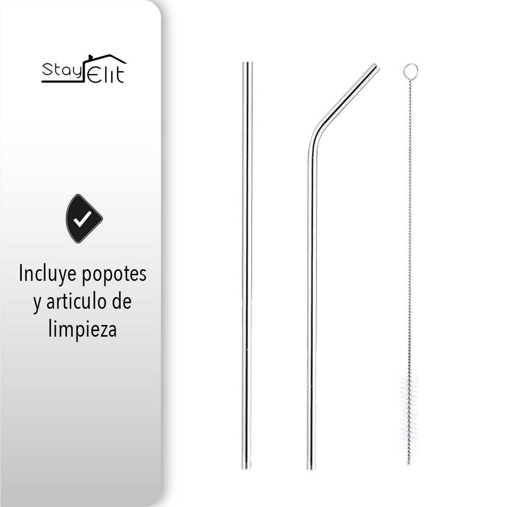 Termo De Acero Inoxidable Con Popote Y Cepillo 30 Oz 