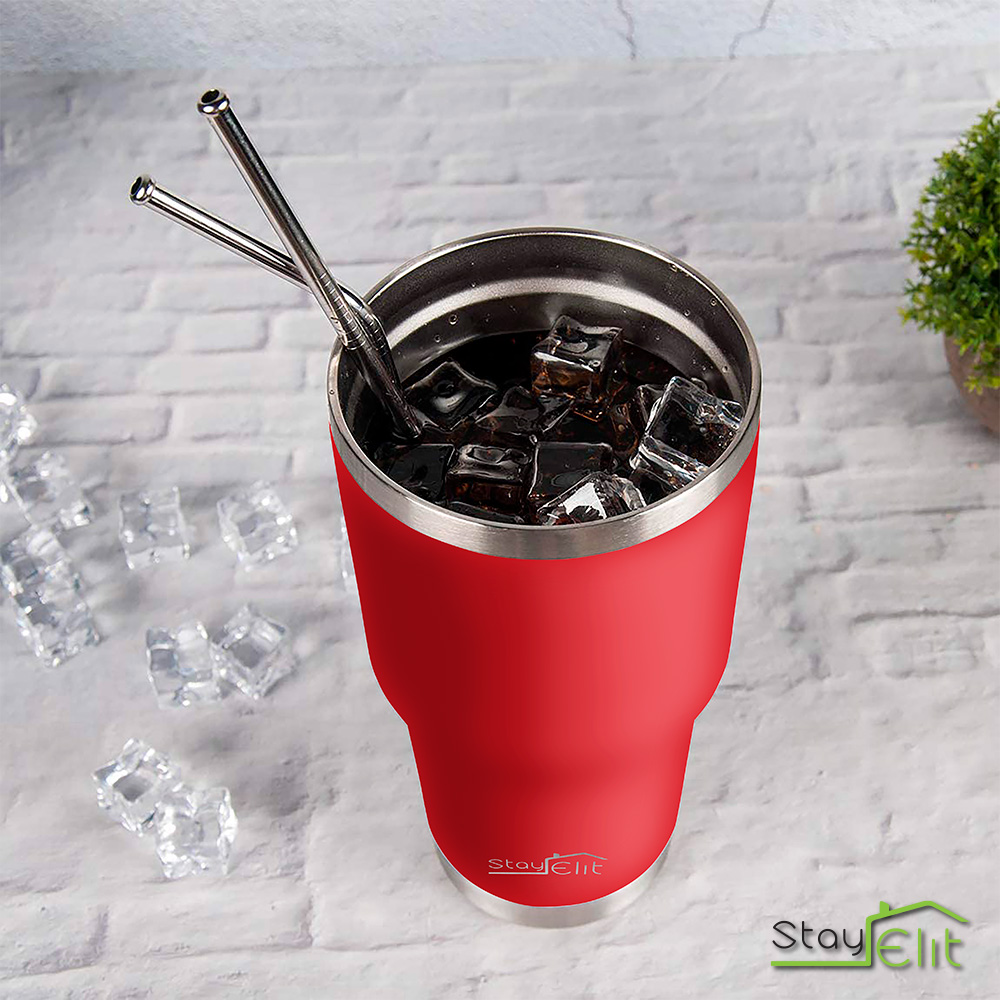 Termo De Acero Inoxidable Con Popote Y Cepillo 30 Oz 