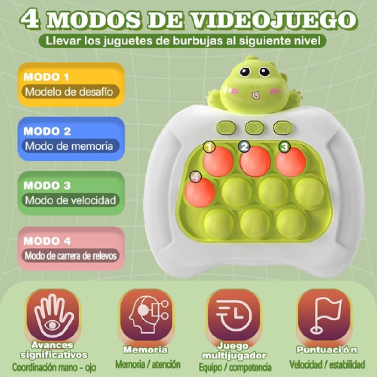 Juguete Quick Push Fidget Spinner Juguetes Antiestres Verde