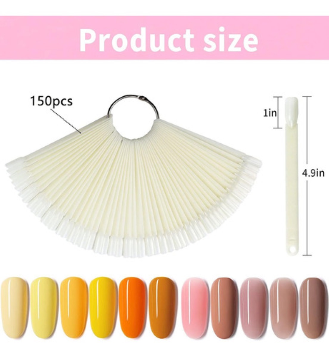 "150 Pzs Muestrario De Uñas Acrilicas Con Argolla Abanico "