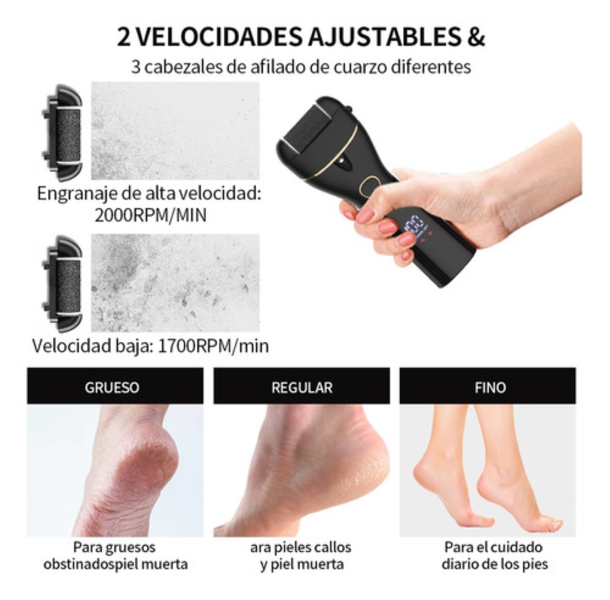 "Removedor De Callos Máquinas Exfoliadoras Lima Para Pies negro "