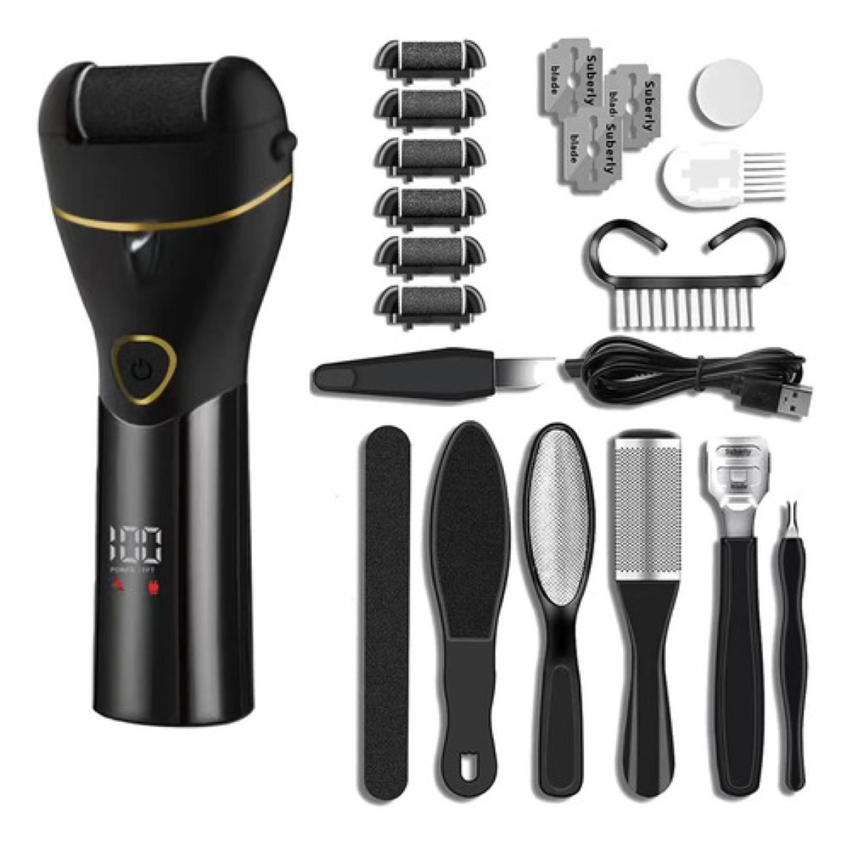 "Removedor De Callos Máquinas Exfoliadoras Lima Para Pies negro "