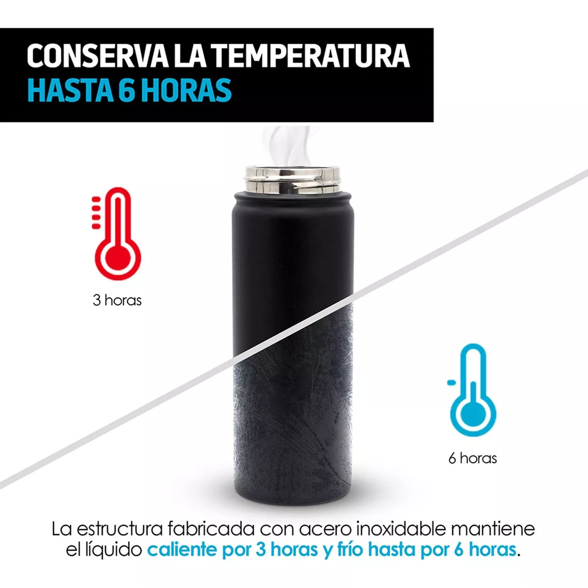 Termo de Acero Inoxidable con Infusor de Té (550 ml) Negro