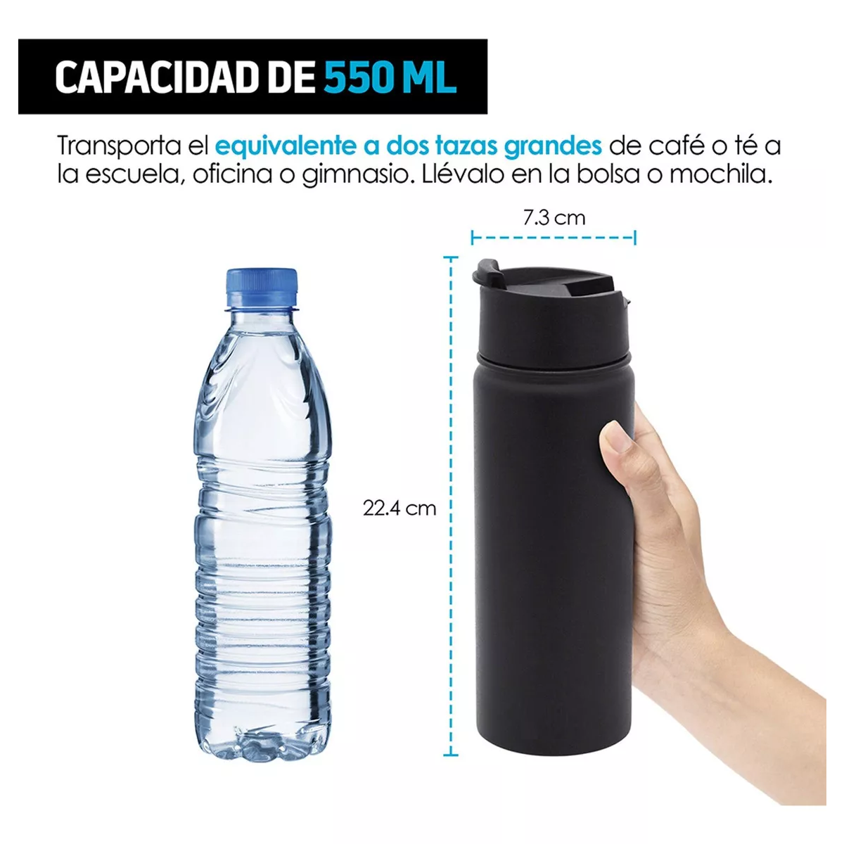 Termo de Acero Inoxidable con Infusor de Té (550 ml) Negro