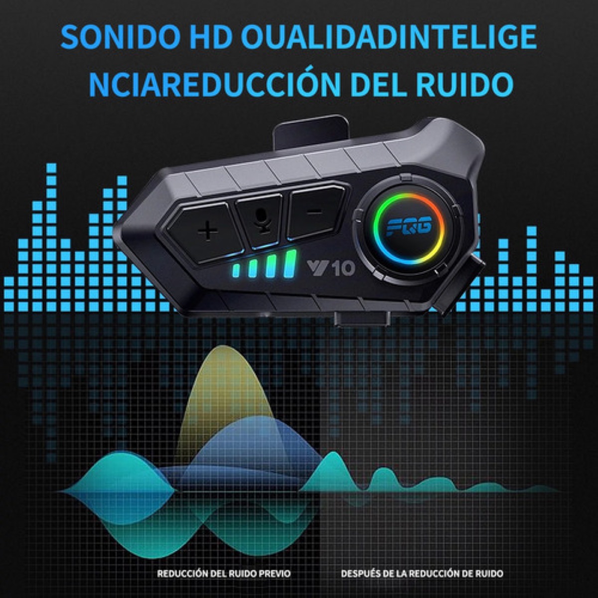 "Intercomunicador Motocicleta V10 Para Casco Bluetooth 2pcs "