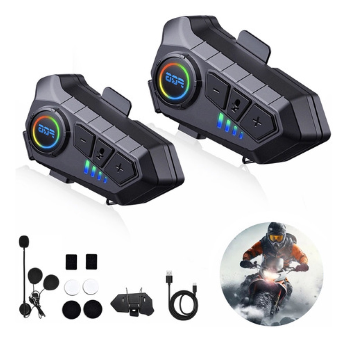 "Intercomunicador Motocicleta V10 Para Casco Bluetooth 2pcs "