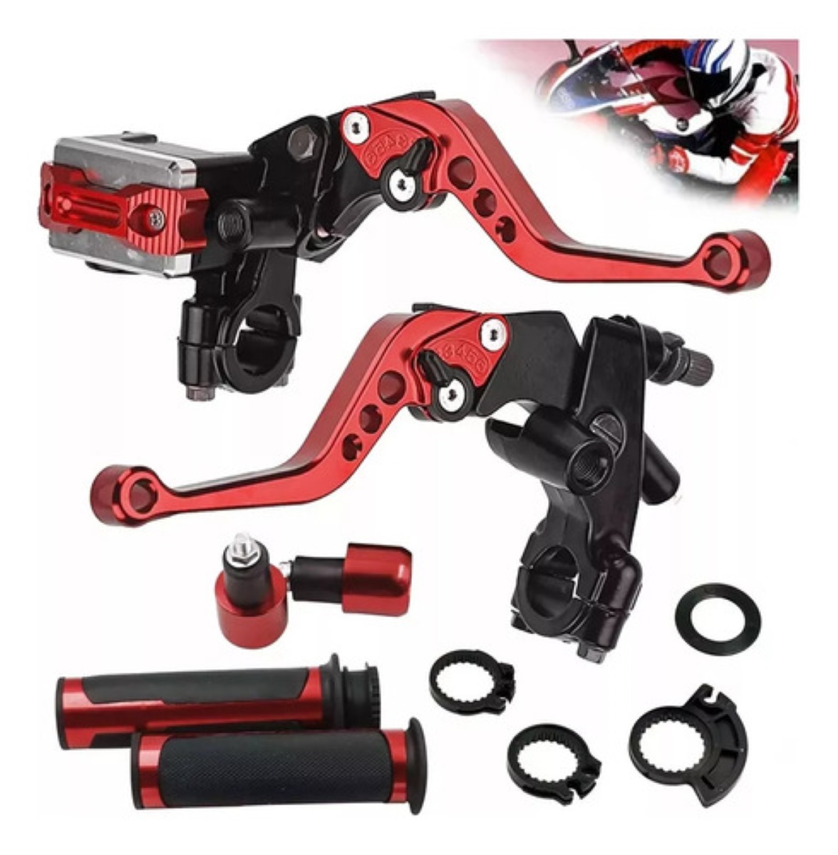 "Palancas Moto Universales Y Palanca De Freno 22mm Aluminio negro Rojo "