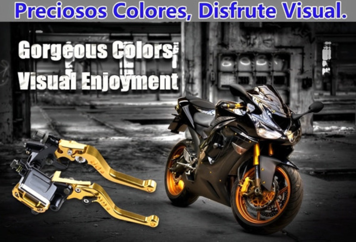 "Moto Palancas De Manillar Embrague Y Freno Universales 22mm Dorado  "