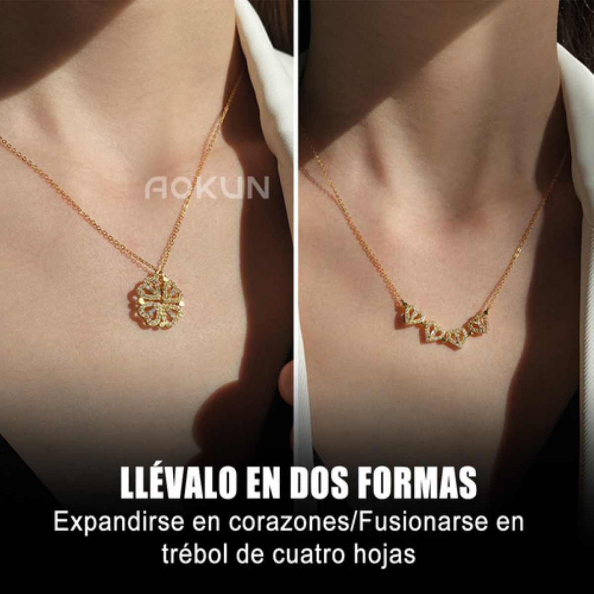 Flores Rosas Eternas Y Collar Cuatro Tréboles Regalo