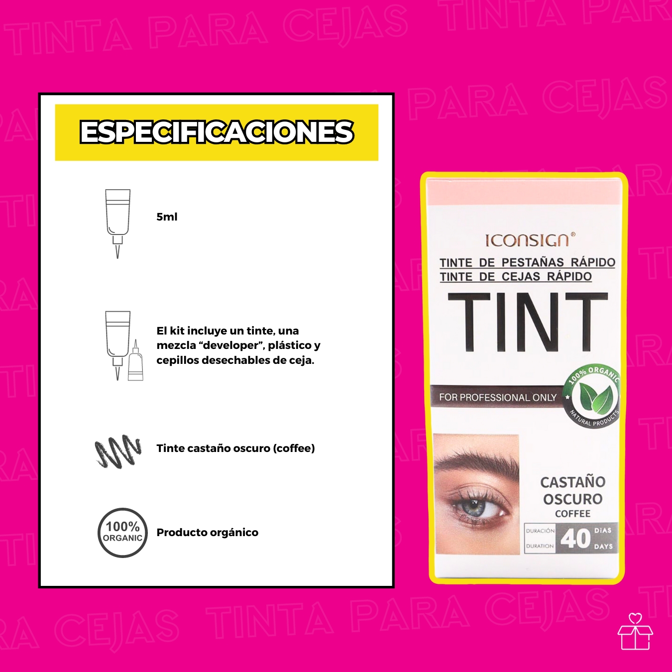 Pigmento Para Cejas Y Pestañas Profesional Indeleble Iconsig Café Oscuro.