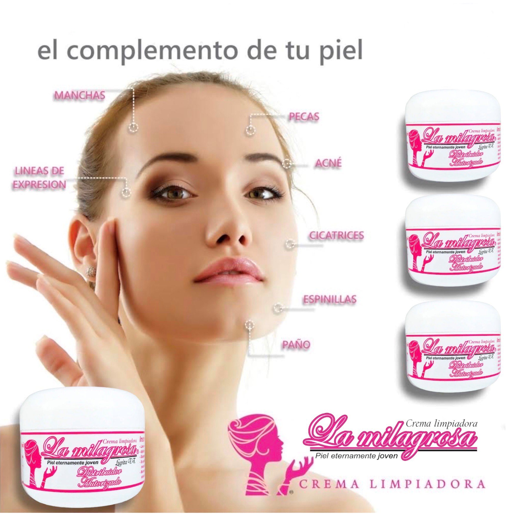 Crema La Milagrosa Paquete de 2 Cremas Regeneradoras, crema de limpieza, piel, manchas, espinillas, acné, cicatrices