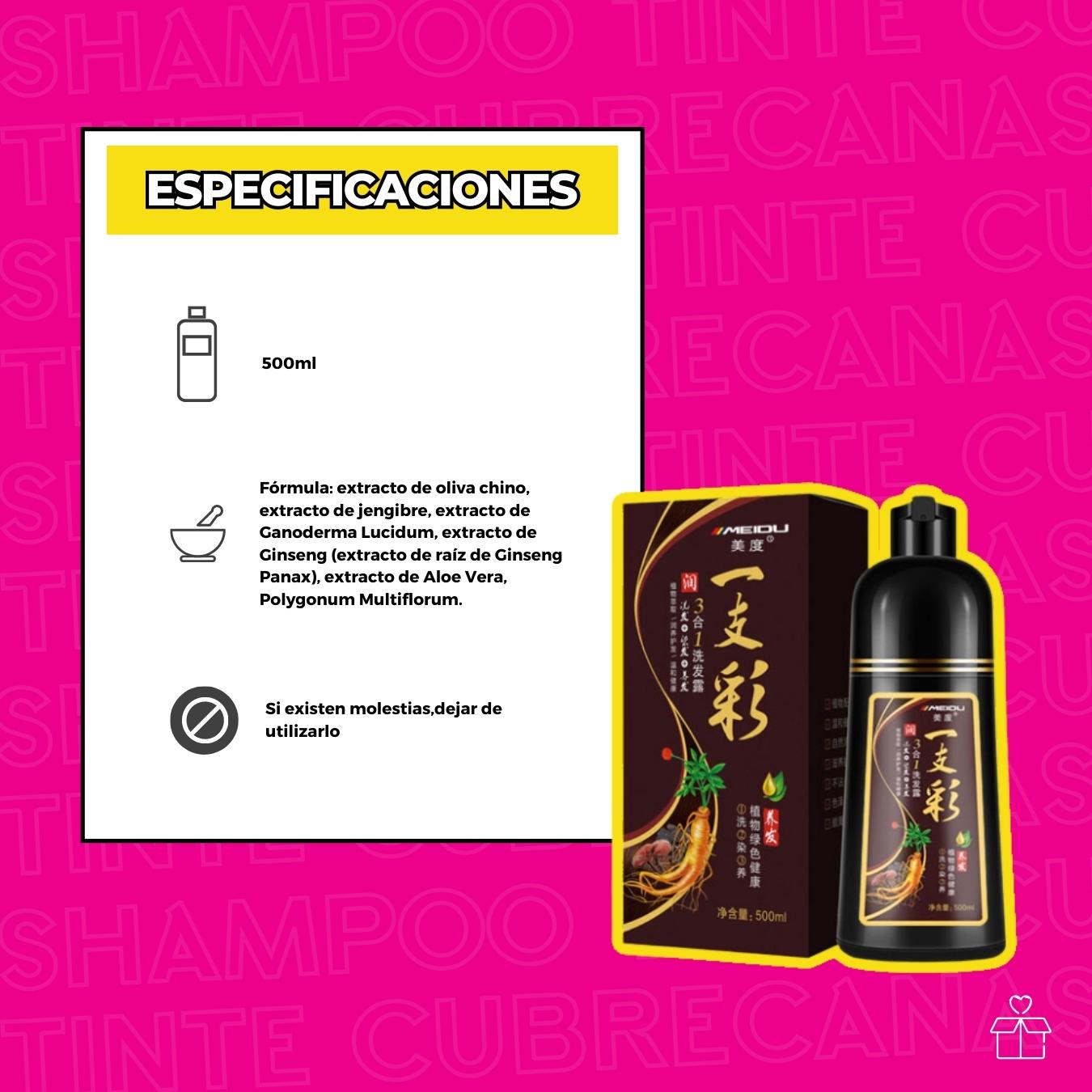 Shampoo Tinte Instantaneo Cubre Canas Natural Jengibre 500ml Borgoña.