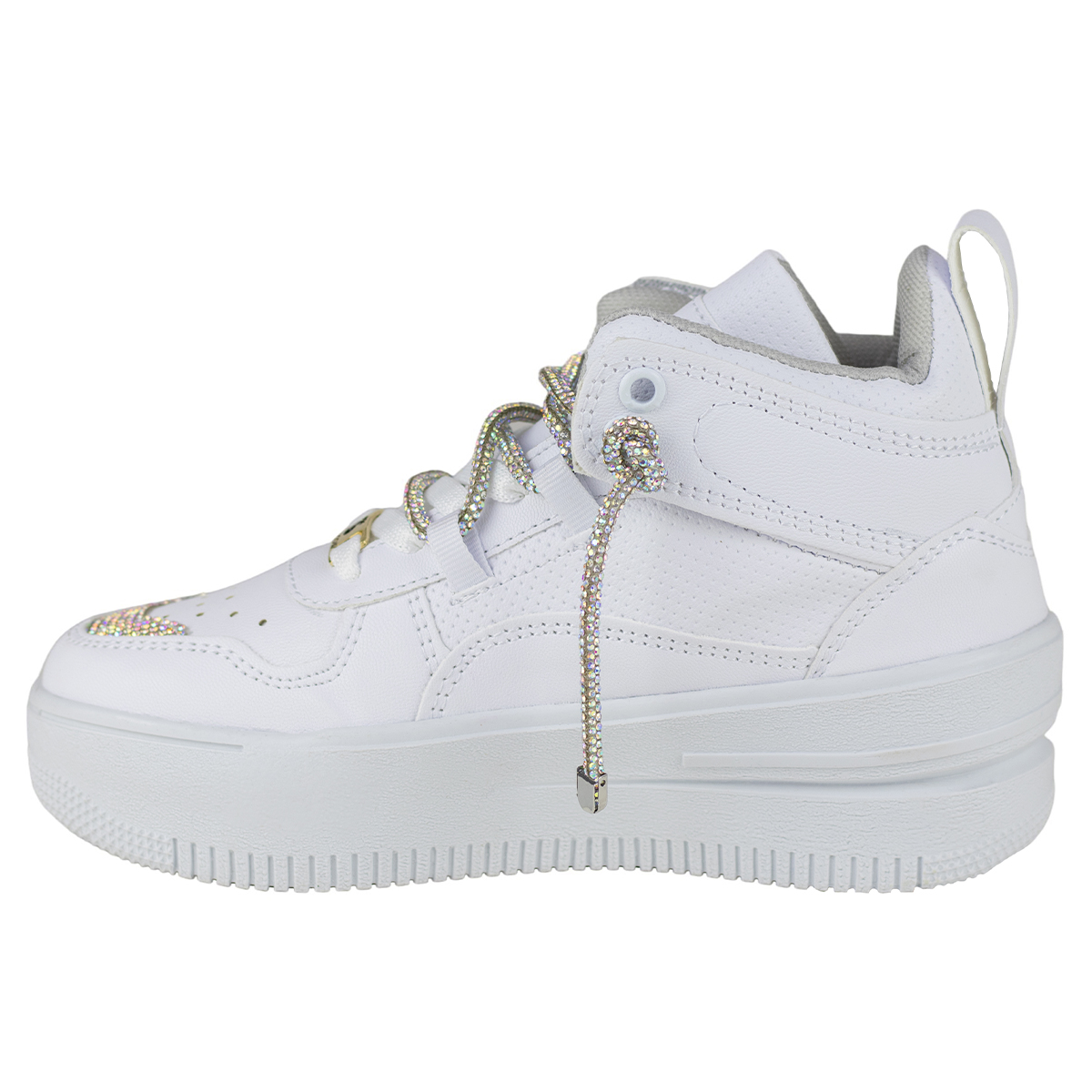 Tenis Tipo Bota Plataforma Mujer Shadow 3003 Blanco Tornasol